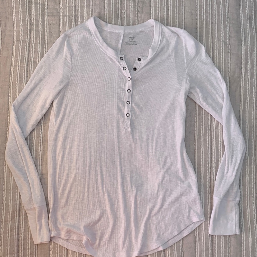Aerie White Henley Top